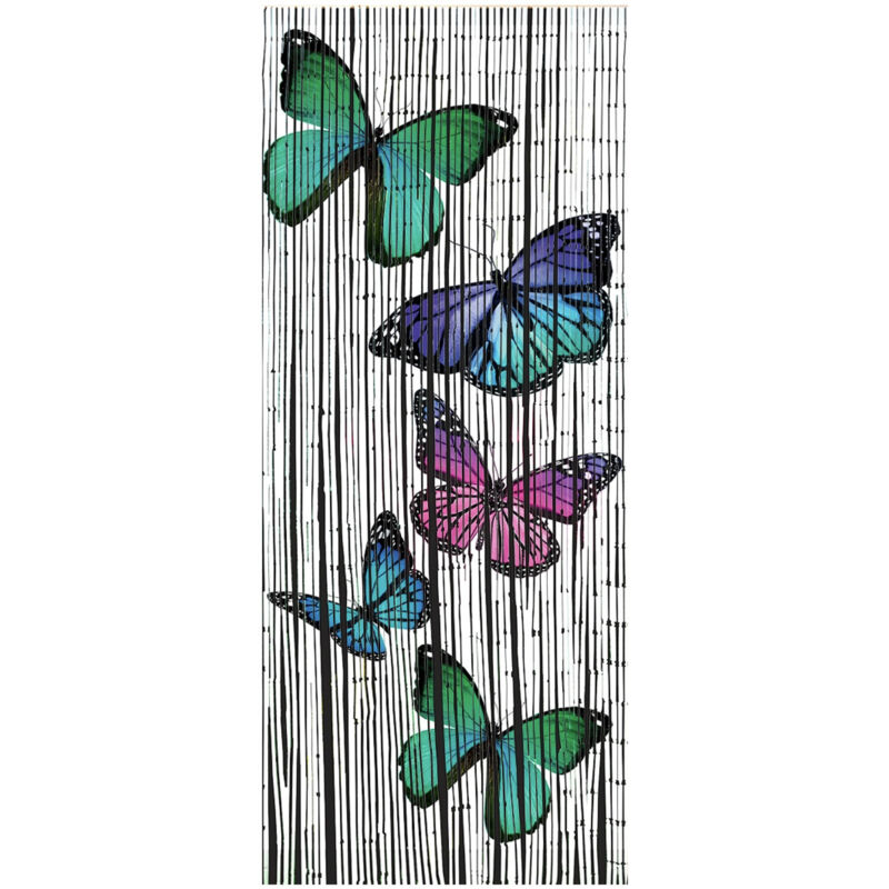 Rideau de porte Paillons Wenko Fabriqué à la main, Rideau anti-mouches, Protection anti insectes en Bambou, Brise vue, 90x200 cm, Multicolore