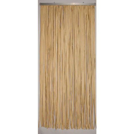 Rideau de porte beige 90 x 200 cm – Papier tressé pour protection insectes – Prêt à poser avec crochets inclus – Confortex