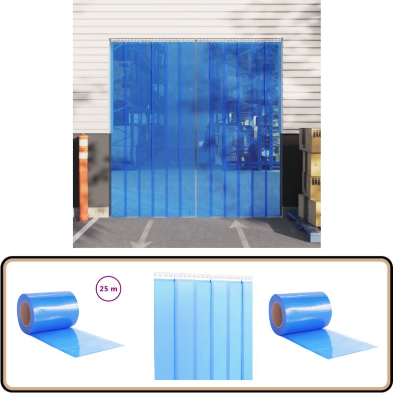 Vidaxl - Rideau de porte bleu 300 mmx2,6 mm 25 m pvc - Rideau De Porte - Rideau Pvc - Isolation Thermique - Protection Contre Les Nuisibles - Rideau