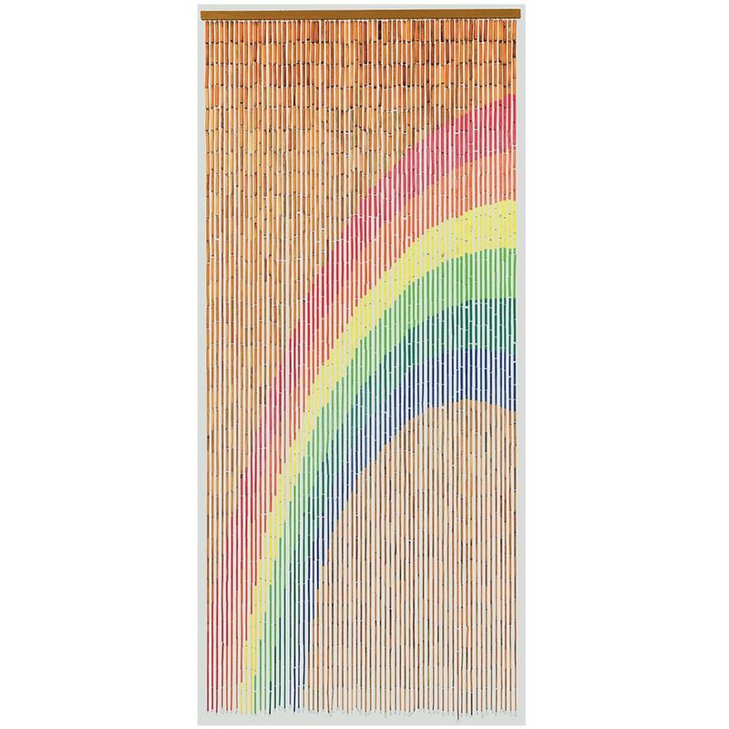 Rideau de porte Bâtonnets de bambou peints - dessin arc-en-ciel - 90 x 200 cm - Morel