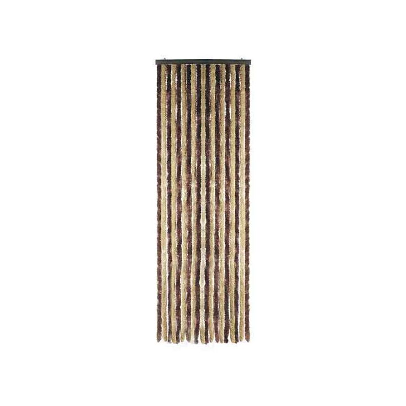 Rideau de porte chenilles coloris marron / beige pour caravane et