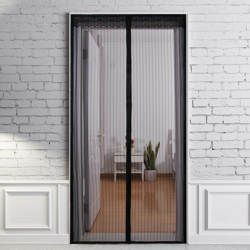 Rideau de porte contre insectes Moustiquaire Porte Magnétique 80x210cm Magnétique Noir
