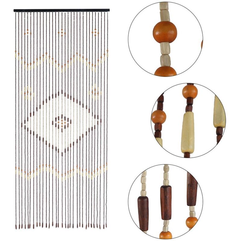 Rideau de porte en bambou Rideau de fils Rideau de perles Rideau de mouches Décor 208cm