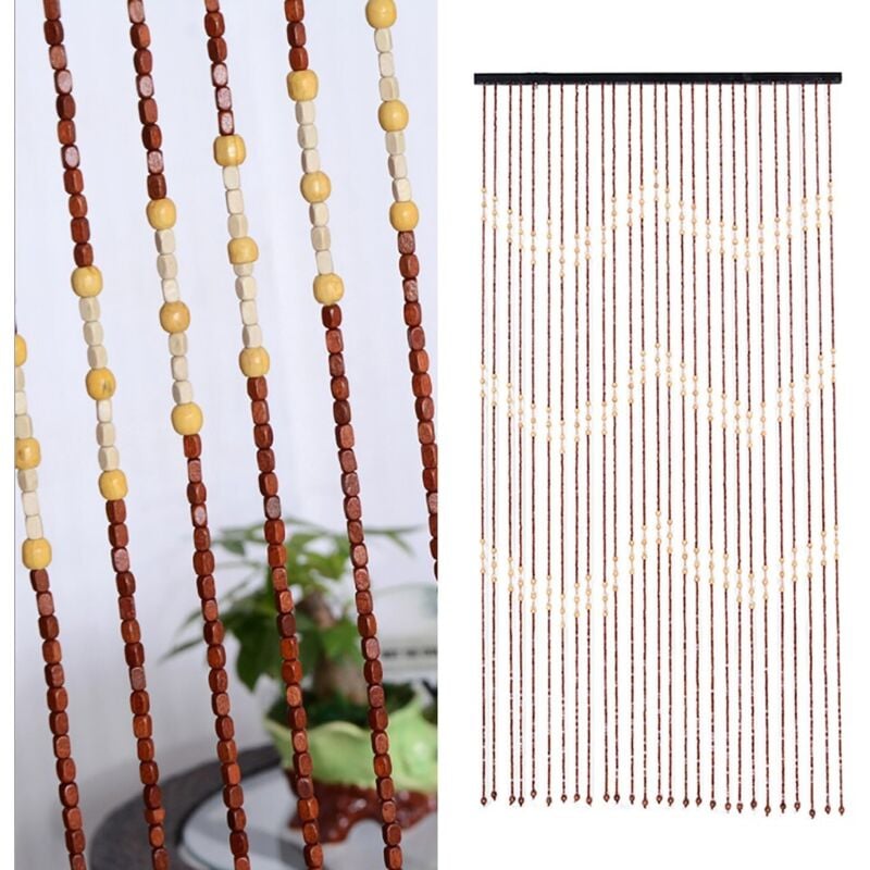 Rideau de porte en bois Moustiquaire Séparateur de pièce Porte de balcon Rideau de perles en bois Rideau
