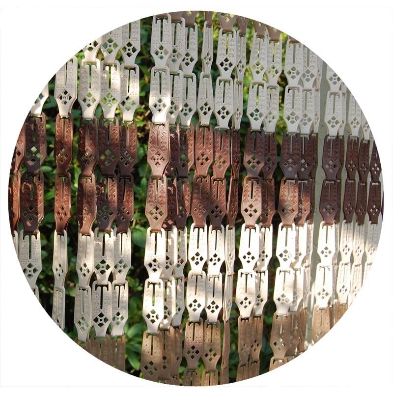 Casa - Rideau de porte en clips brun crème et taupe Nimes 100 x 230 cm