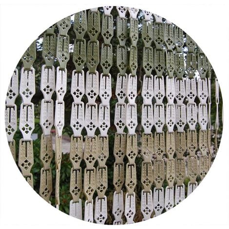 Rideau de porte en clips vert olive crème et vert Nimes 90 x 210 cm