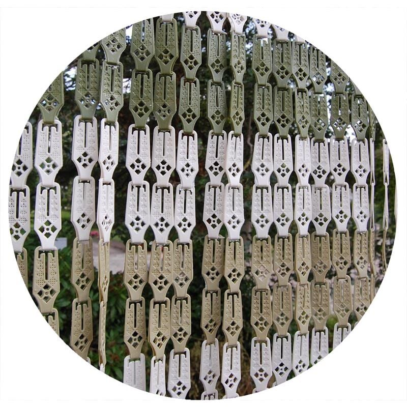 Rideau de porte en clips vert olive crème et vert Nimes 100 x 230 cm