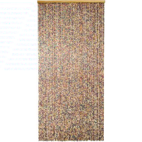 Rideau de porte en perles de bois carrée multicolore 90 x 200 cm - Morel