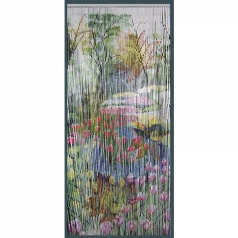Rideau de porte fleurs en bambou