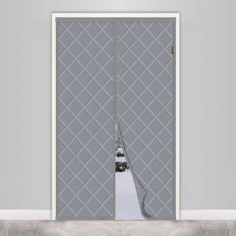 Rideau de Porte Isolant Thermique 110 x 210 cm, Isolant Phonique Anti Bruit, Rideau de Porte Coton Magnétique Imperméable, Gris