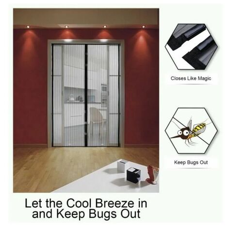 Rideau de porte magnétique/moustiquaire 120 x 210 cm noir 1 piècesalon Chambre