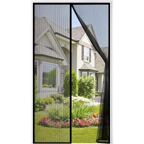 Rideau de porte magnétique noir en 120x210 CM pour portes fenêtres Anti Moustiques Mouches
