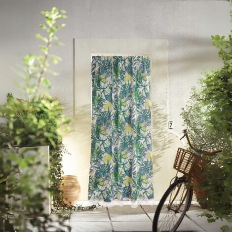 Rideau de porte "Marseillais" imprimé Jungle Bleu 140x225 cm