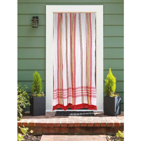 Rideau de porte moustiquaire en toile de coton rouge 140 x 225 cm – Protection efficace contre les insectes volants – Pour intérieur lumineux – Morel