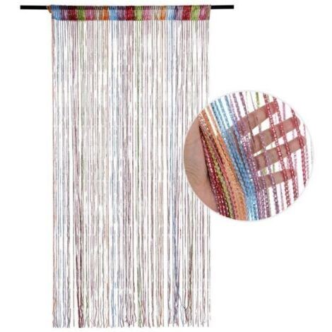 Rideau de porte pailleté, 100 x 200 cm, avec pompons, pour séparer une pièce et préserver l'intimité (coloré)