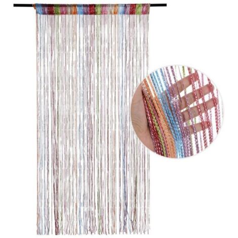 Rideau de porte pailleté, 100 x 200 cm, avec pompons, pour séparer une pièce et préserver l'intimité (coloré)