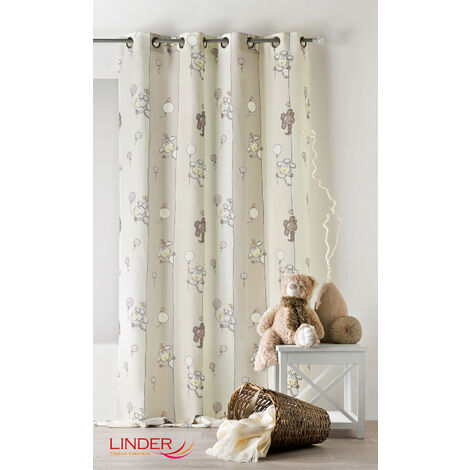Rideau de porte pour enfant 138x260 cm – 100% polyester – Finition 8 oeillets ronds canon de fusil – Lavable en machine – Linder