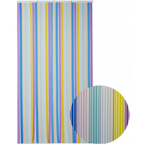 Rideau de porte moustiquaire en PVC 90x220 cm – Lanières multicolores 29 mm – Circulation d'air optimale – Installation facile – Morel