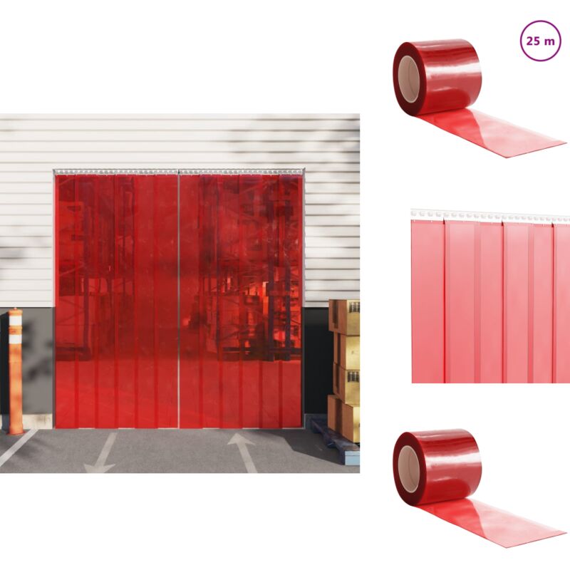 Vidaxl - Rideau de porte rouge 200 mmx1,6 mm 25 m pvc - Rideau De Porte - Rideau Pvc - Isolation Thermique - Protection Contre Les Nuisibles - Rideau