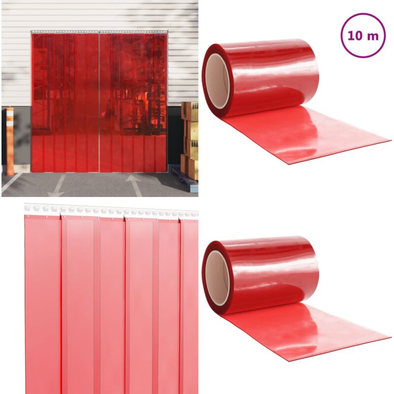 Vidaxl - Rideau de porte rouge 300 mmx2,6 mm 10 m pvc - Rideau De Porte - Rideau Pvc - Isolation Thermique - Protection Contre Les Nuisibles - Rideau