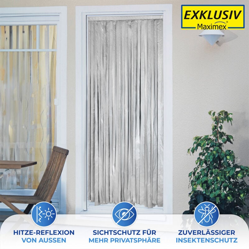 Rideau de porte Thermique 2en1 Wenko Réduit la Chaleur et protège des insectes et mouches, Circulation optimale de l'air, Découpable, 90x200cm,