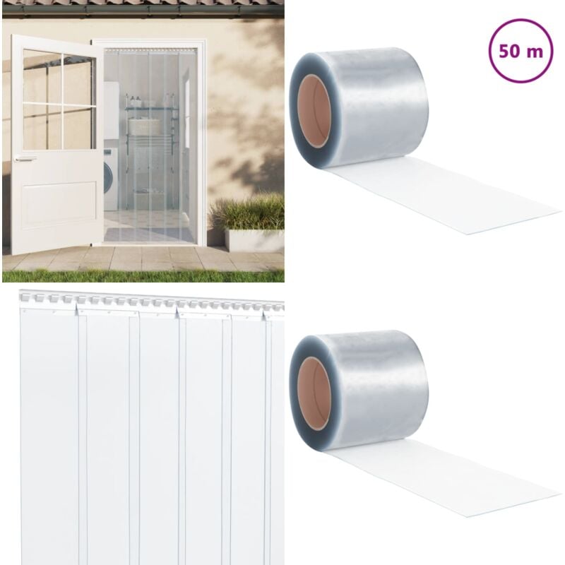 Vidaxl - Rideau de porte transparent 200 mmx1,6 mm 50 m pvc - Rideau De Porte - Rideau Pvc - Isolation Thermique - Protection Contre Les Nuisibles