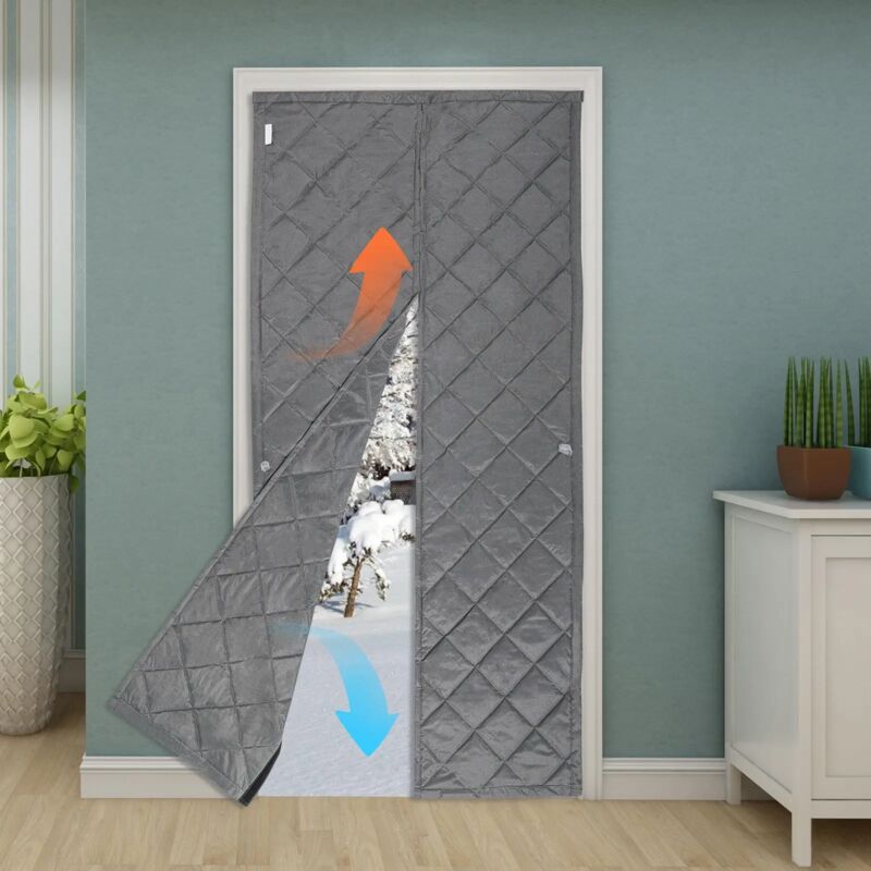 Rideau de protection thermique pour portes - Rideau de porte thermique - Imperméable - Coupe-vent - Pour portes de balcon, salon, porte de cave (100