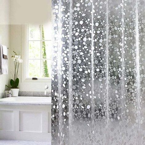 Rideau de Salle de Bain Rideau de Douche Baignoire Imperméable, Anti-moisissure, Antibactérien, Blanc Semi-Transparent-180x200 cm
