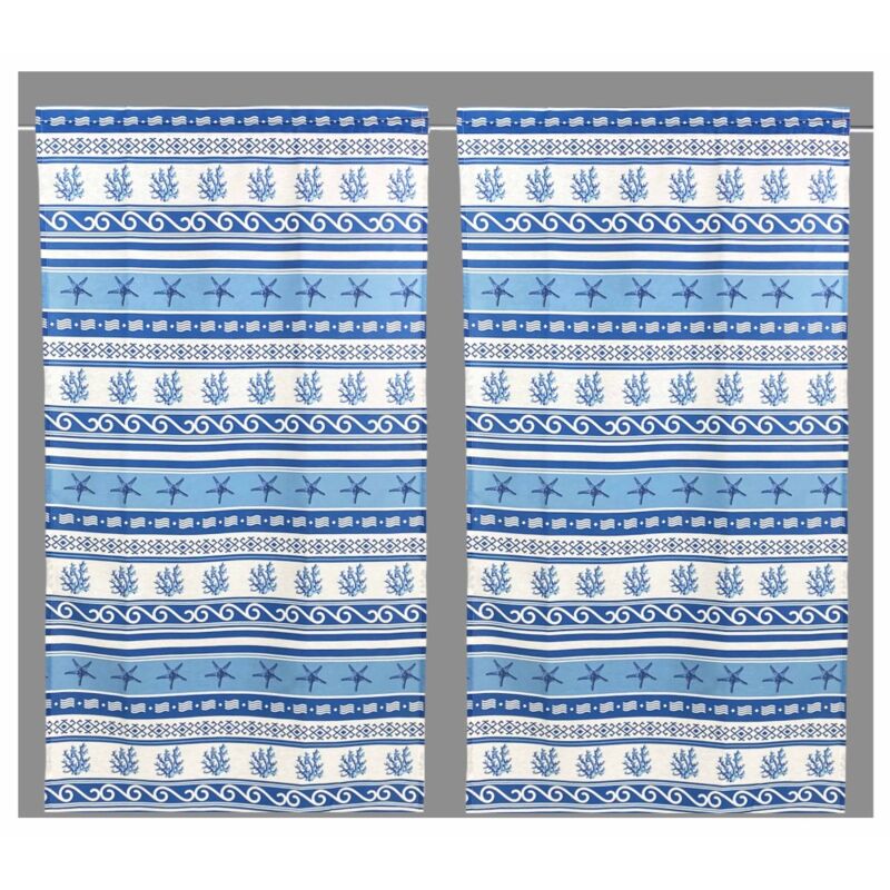RIDEAU DE VERRE MODERNE 45 ou 60 ou 80 GRÈCE BLEU Fabriqué en Italie 1 bâche cm. 80x240