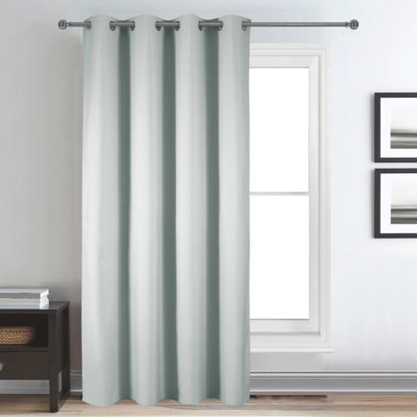 Rideau déco uni occultant et thermique Gris Perle 140x260 cm