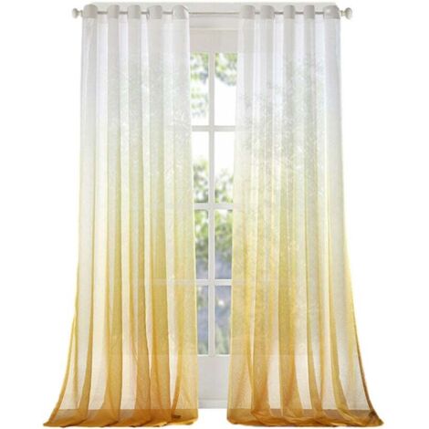 Rideau Dégradé Translucide - Tissu Mélange Lin et Rayon - Panneau Unique pour Décoration de Fenêtre