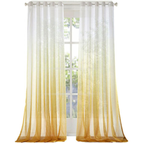 Rideau Dégradé Translucide - Tissu Mélange Lin et Rayon - Panneau Unique pour Décoration de Fenêtre