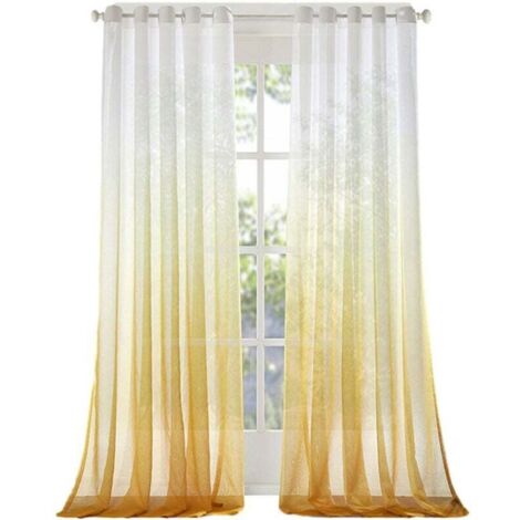Rideau Dégradé Translucide - Tissu Mélange Lin et Rayon - Panneau Unique pour Décoration de Fenêtre