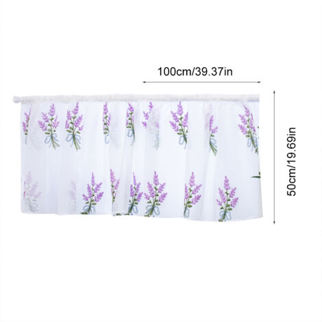 Rideau demi fenêtre pour cuisine et cabinet en polyester avec motif brodé - Violet - 100x50cm