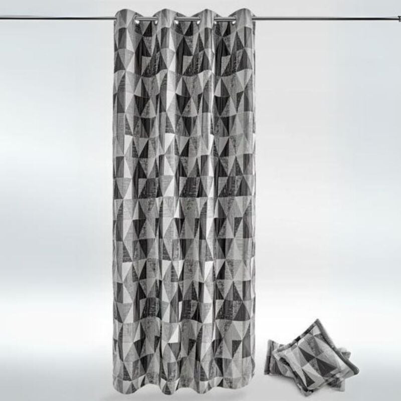Rideau design à motifs triangulaires Gris clair 140x260 cm