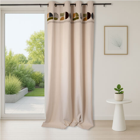 Rideau design en coton lavé Kaki 150x250 cm