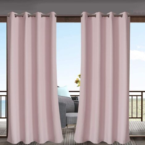 Rideau d'Extérieur - Rideaux et Draperies Occultants Isolation Thermique Anti Vent Chaleur pour Pergola Patio, Terrasse, 210 Largeur x H 230 cm Hauteur, rose