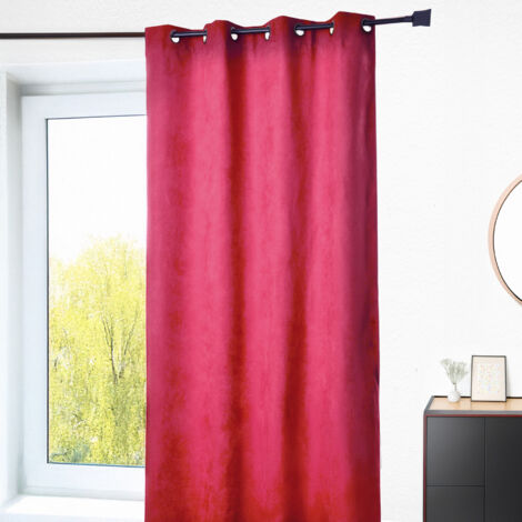 Rideau doublé occultant avec face suédine unie Rouge Orangé 140x260 cm