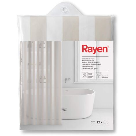 Rideau Douche 180x200cm Peva Rayé Blanc - Rayen