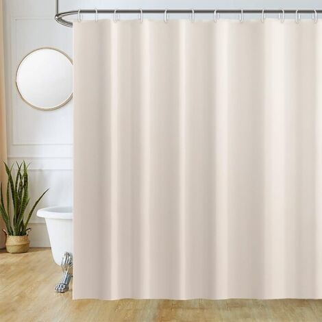 Rideau Douche 180x240cm - Polyester Imperméable Anti Moisissure - Gris Beige Dégradé - Avec 12 Crochets