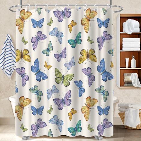 Rideau douche polyester 180x180 avec 12 œillets séparation douche pour optimiser un petit espace