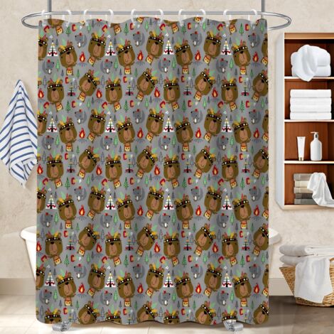 Rideau douche polyester 180x180 bordure lestée voile de douche pour votre chalet à la montagne