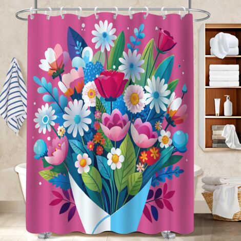 Rideau douche polyester 180x180 imperméable voile de douche pour mur irrégulier