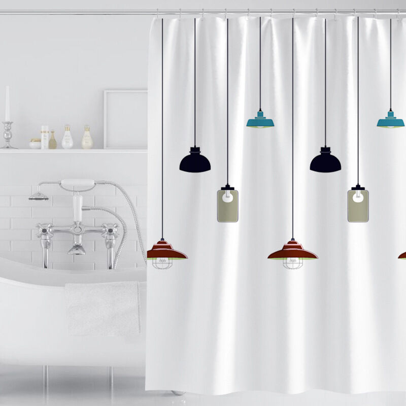 Rideau Douche, Rideau de Douche 180x200 cm, Rideaux de Douche Polyester Lavable en Machine avec Ourlet Inférieur Lesté et 12 Crochets, Rideau