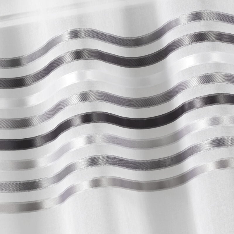Rideau droit à la paire en Etamine Rayures horizontales Gris clair 70x160cm