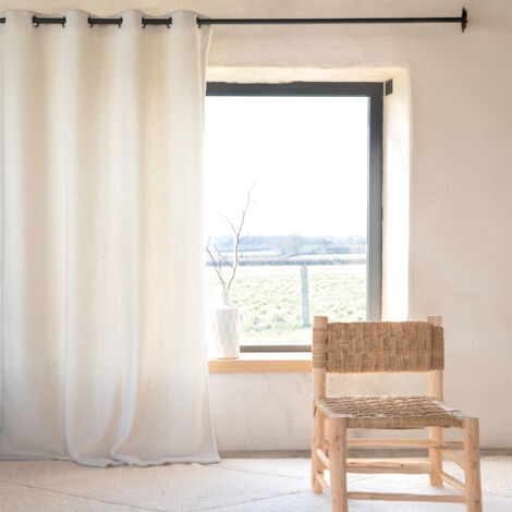 Rideau effet mouton écru 140x260 cm – Fausse fourrure douce – Ambiance montagne et cocooning – Prêt à poser