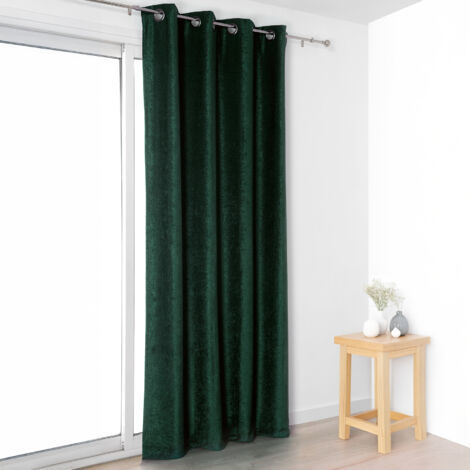 Rideau  - Effet velours velouté uni Vert emeraude 140x245 cm