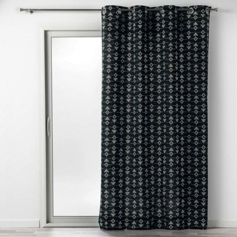 Rideau a oeillets 140 x 240 cm coton imprime letiko Noir