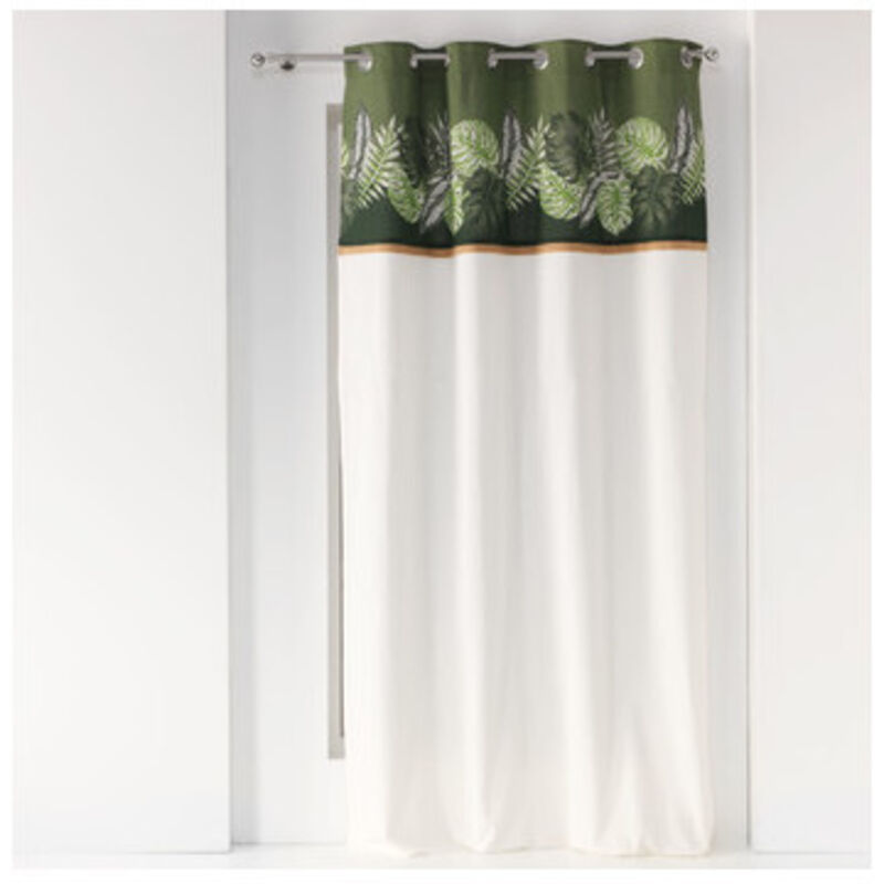 Rideau a oeillets 140 x 240 cm coton uni+top imprime+jute guinee
