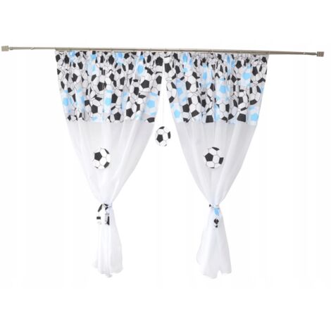 Rideau en coton pour enfants, idéal pour les joueurs de football, motif ballons de football 300x160